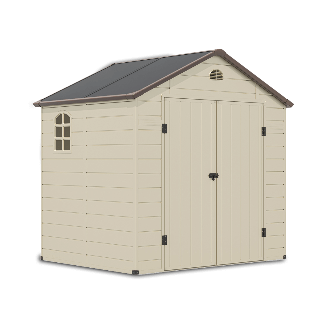 Domek narzędziowy Vermont w kolorze beżowym, podwójne szerokie drzwi 