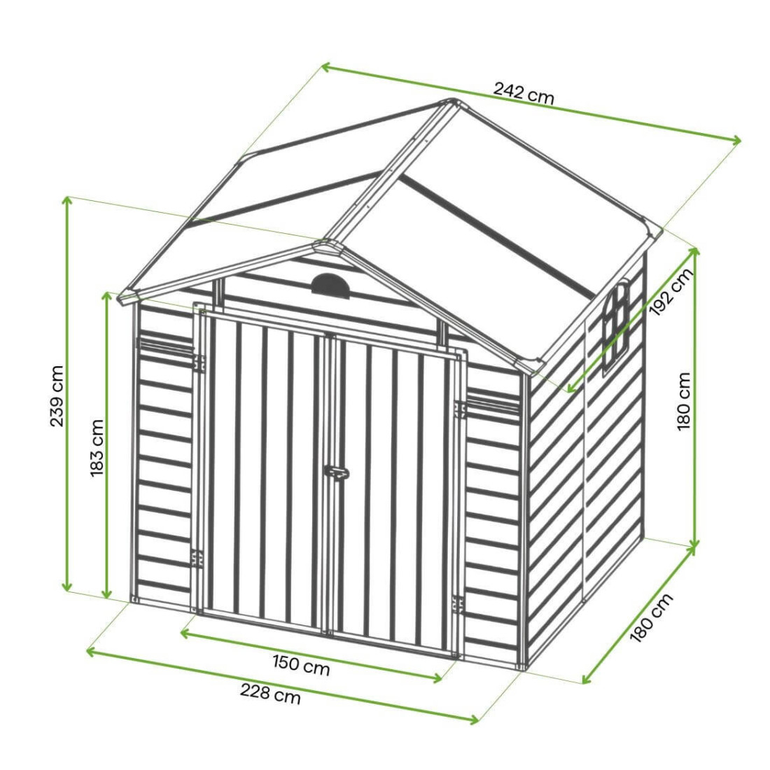 Rzut domku ogrodowego Vermont z wymiarami 