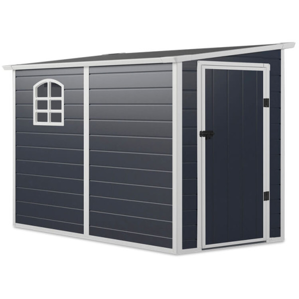 Wizualizacja ciemno-szarego domku narzędziowego BOSTON 143x248cm - Hardmaister w ogrodzie