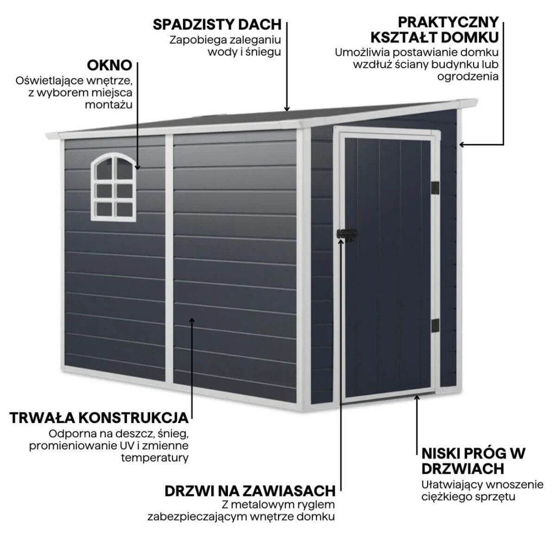 Grafika z detalami i cechami domku narzędziowego MONTREAL 277x259cm Walnut 