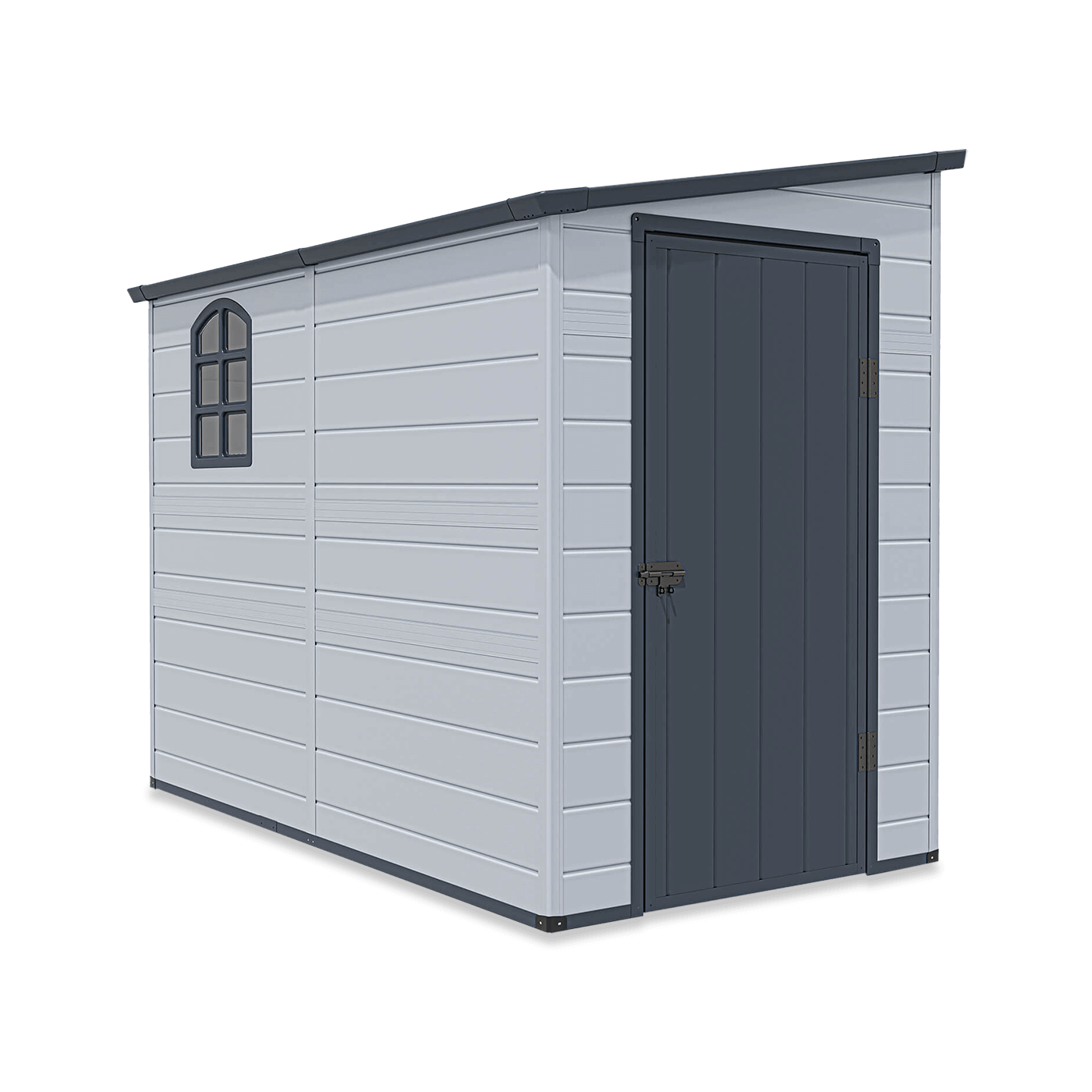 Domek ogrodowy BOSTON 143x248cm w jasno-szarym kolorze od firmy Hardmaister