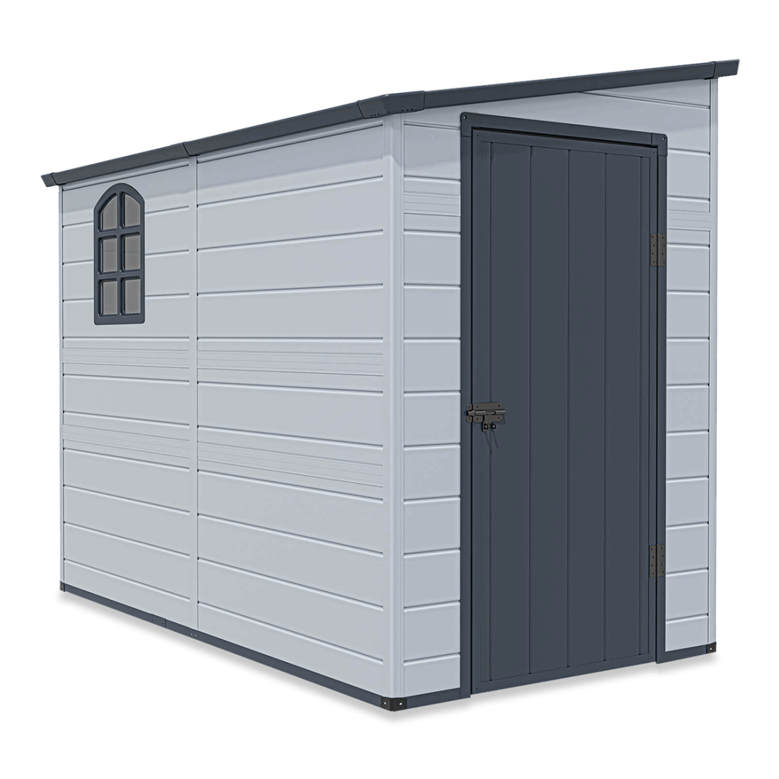 Domek ogrodowy BOSTON 143x248cm w jasno-szarym kolorze od firmy Hardmaister