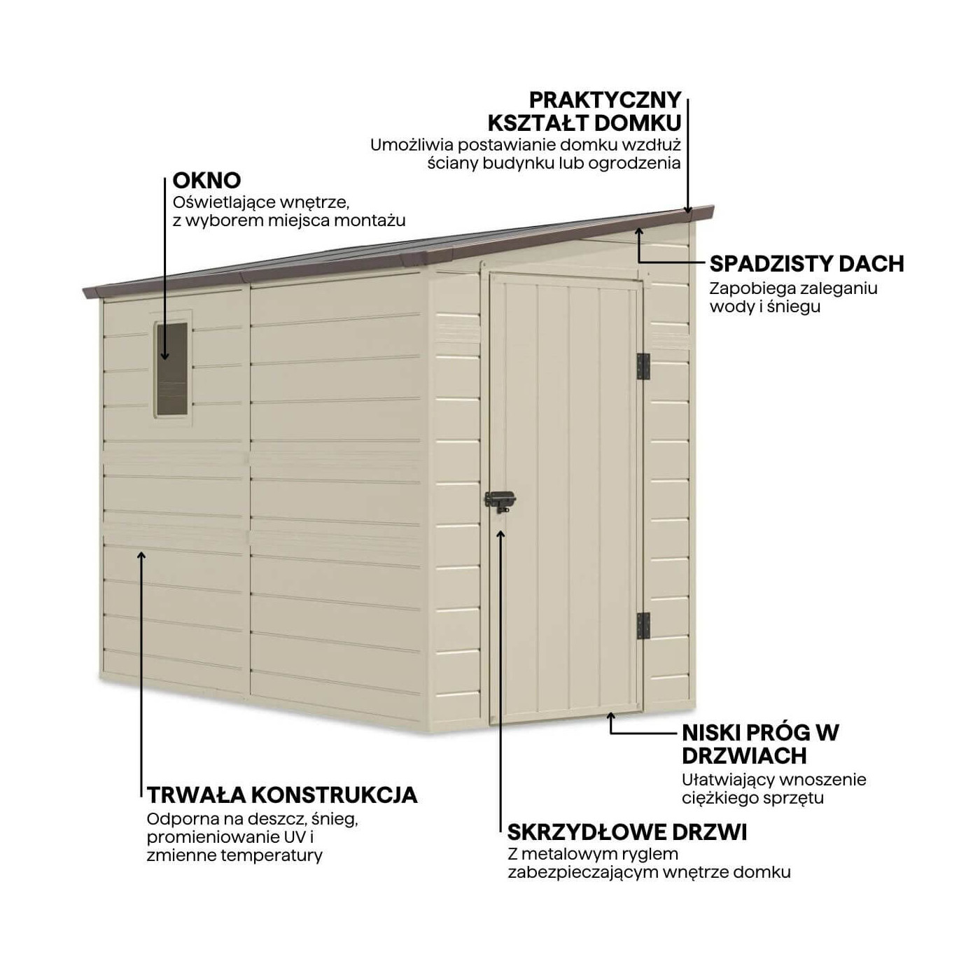 Obrazek z cechami domku ogrodowego Boston 143x248cm w kolorze beżowym
