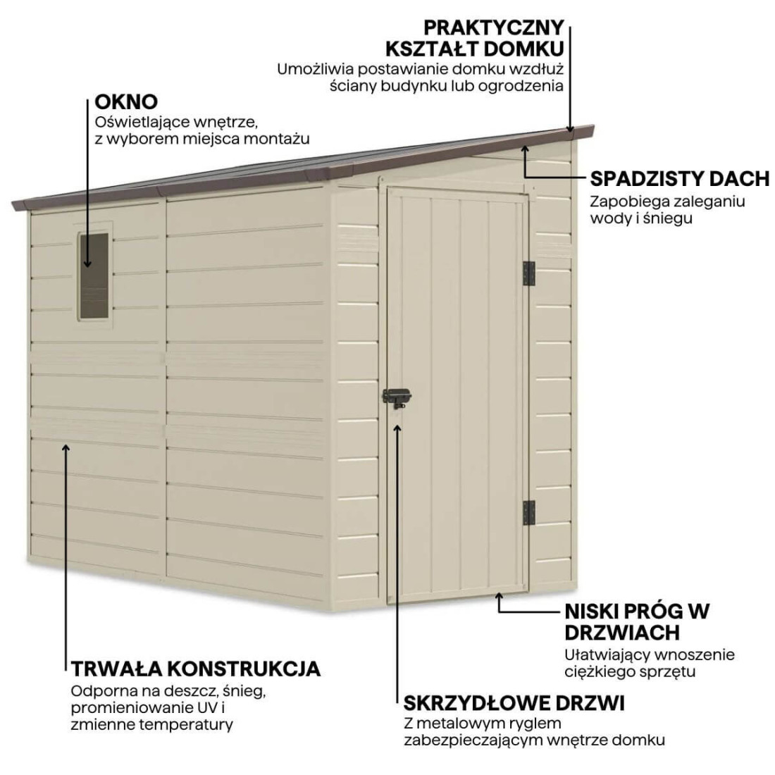 Obrazek z cechami domku ogrodowego Boston 143x248cm w kolorze beżowym