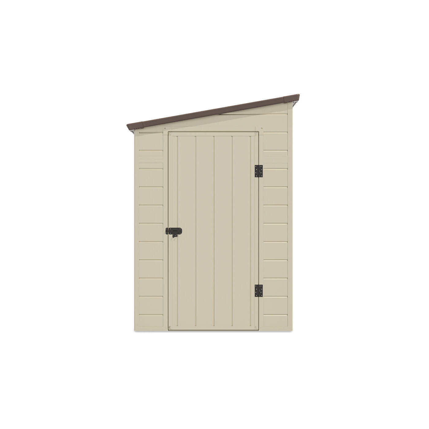 Frontowa strona i drzwi domku narzędziowego Boston 143x248cm w kolorze beżowym