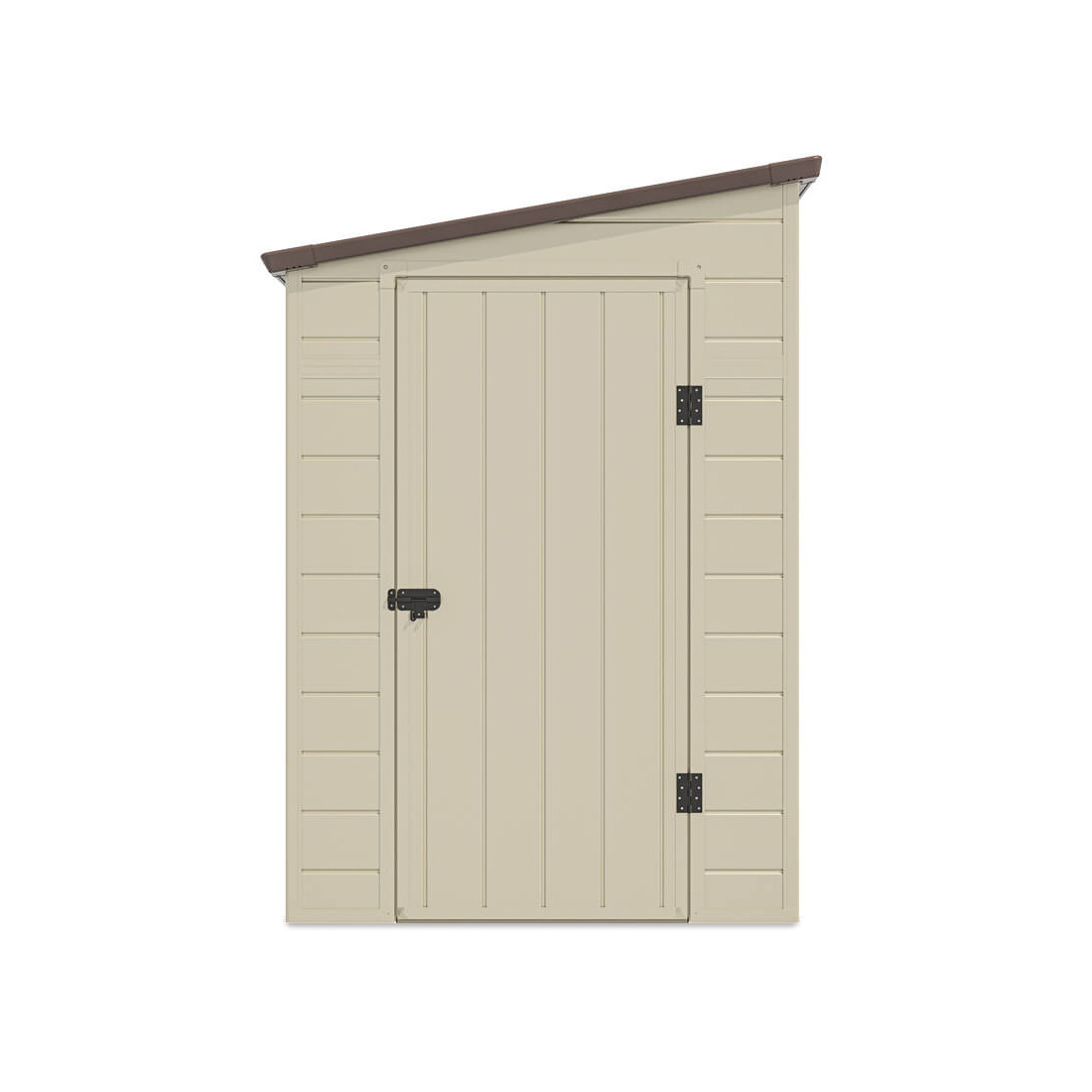 Frontowa strona i drzwi domku narzędziowego Boston 143x248cm w kolorze beżowym