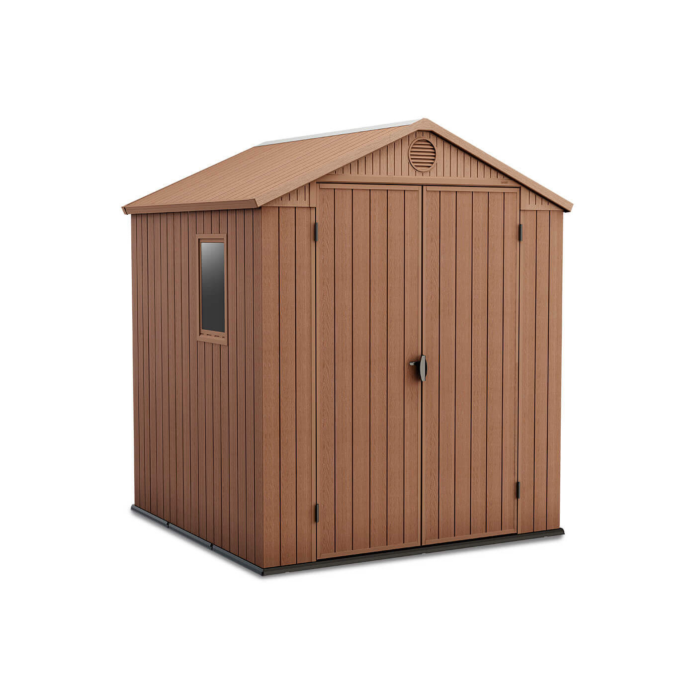 Brązowy domek DARWIN o wymiarach 190x121cm na narzędzia ogrodowe