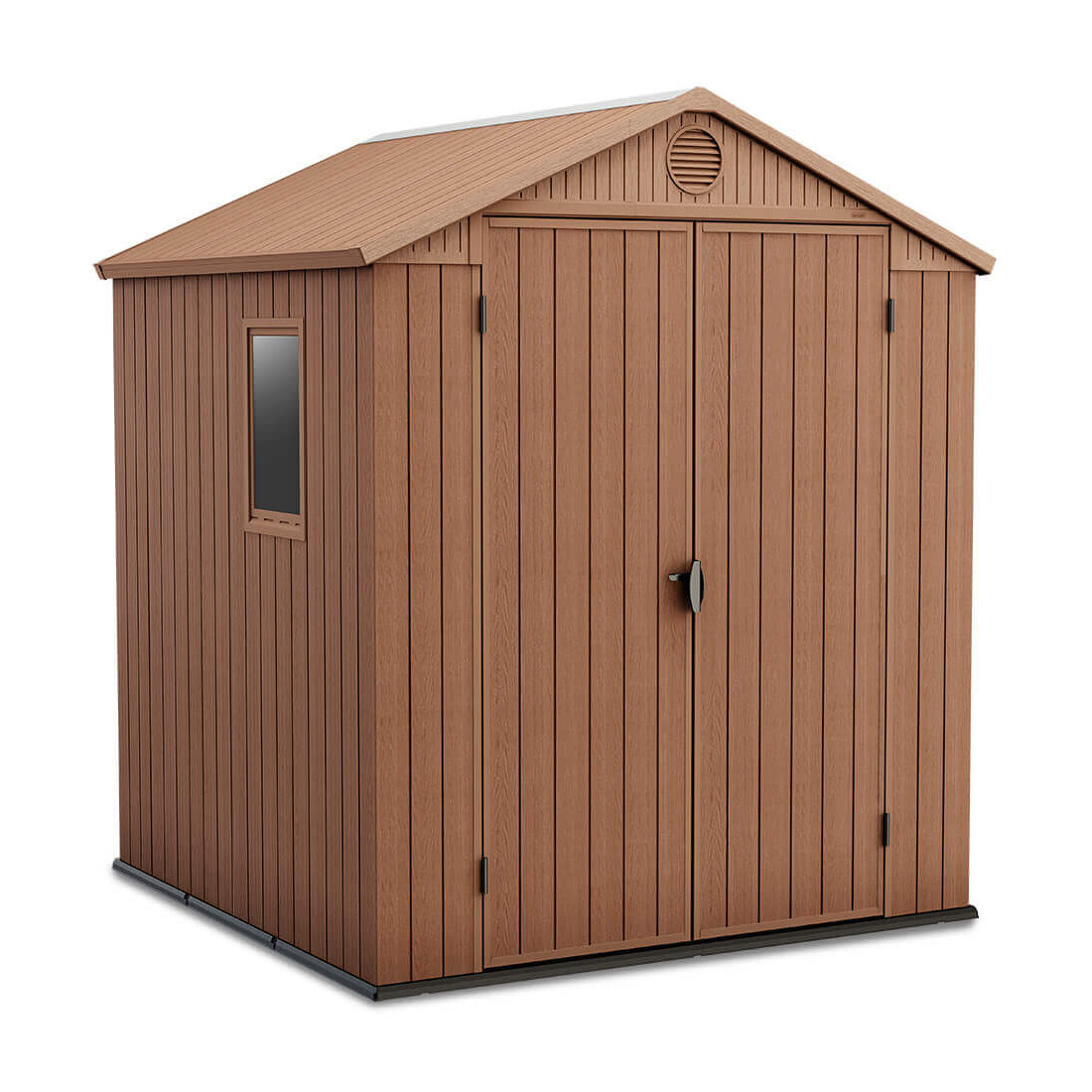 Brązowy domek DARWIN o wymiarach 190x121cm na narzędzia ogrodowe