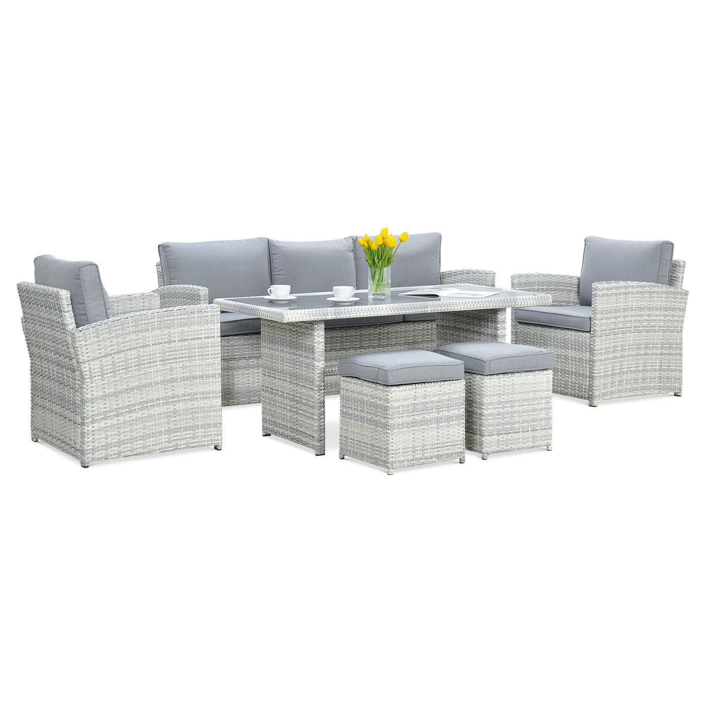 BORNEO SET + WHITE GREY PUFFS