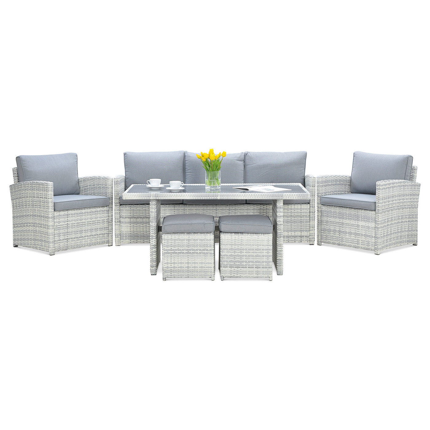 BORNEO SET + WHITE GREY PUFFS