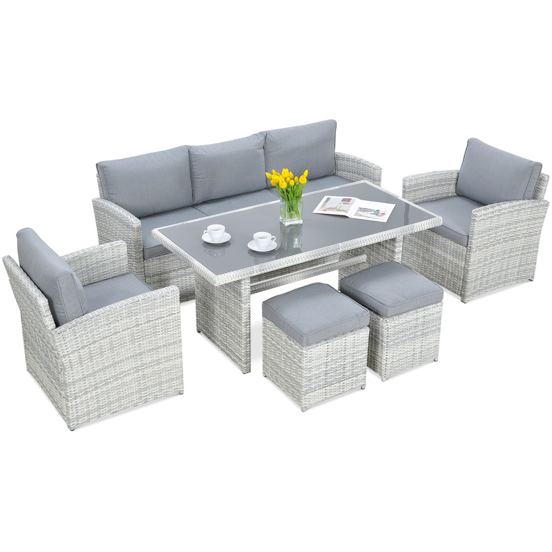 BORNEO SET + WHITE GREY PUFFS