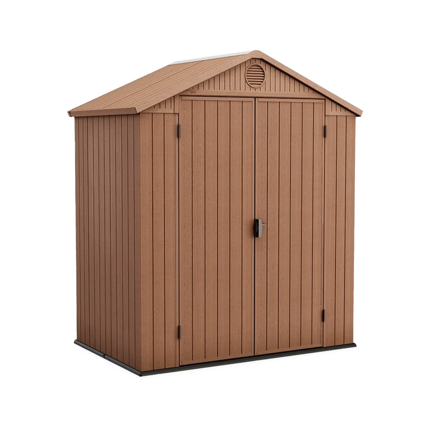 Brązowy domek DARWIN o wymiarach 190x121cm na narzędzia ogrodowe