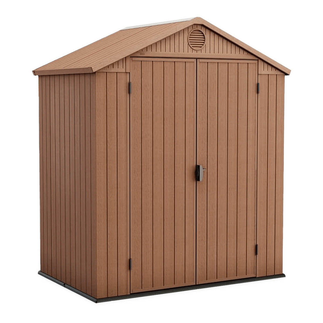 Brązowy domek DARWIN o wymiarach 190x121cm na narzędzia ogrodowe