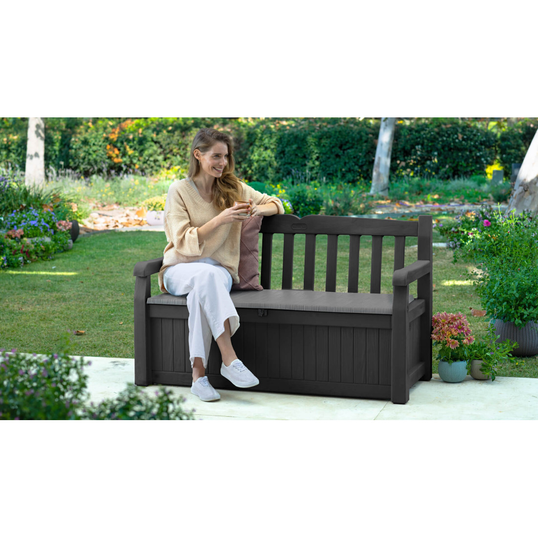 EDEN GARDEN BENCH BOX/BENCH GRAPHITE