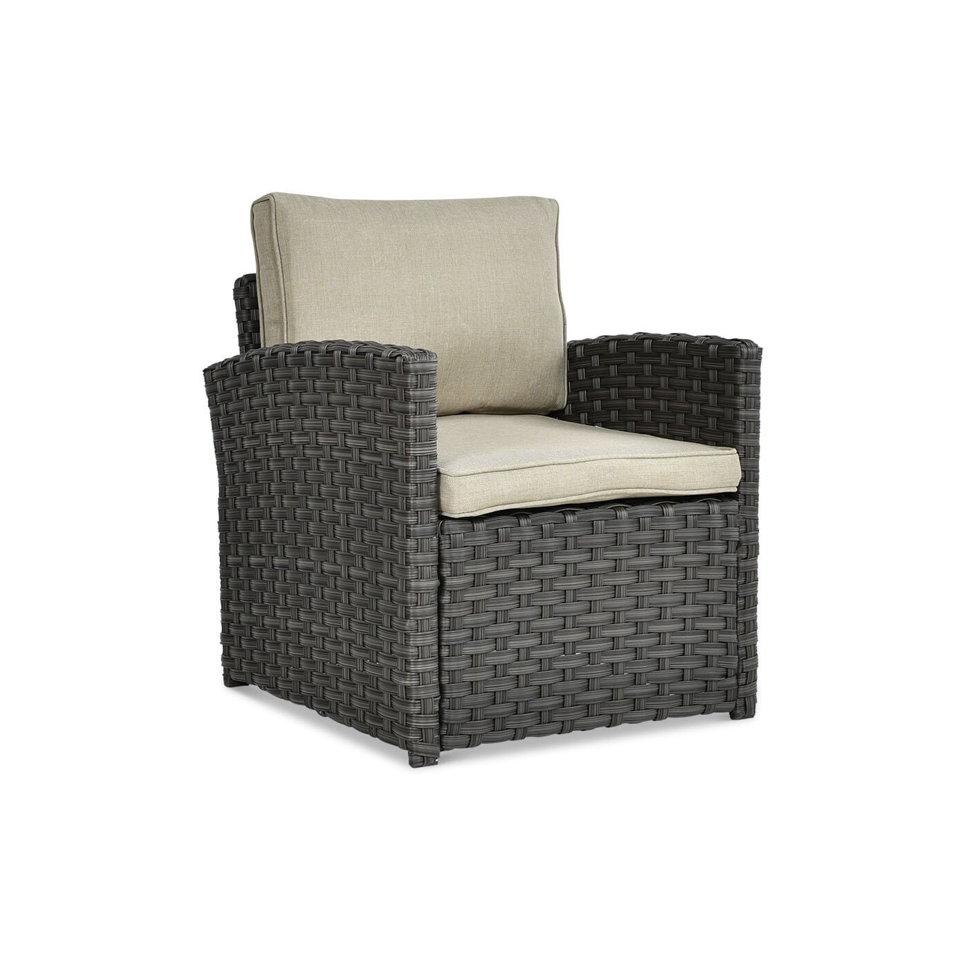 Zestaw mebli ogrodowych z technorattanu Borneo z pufami, kolor brązowy