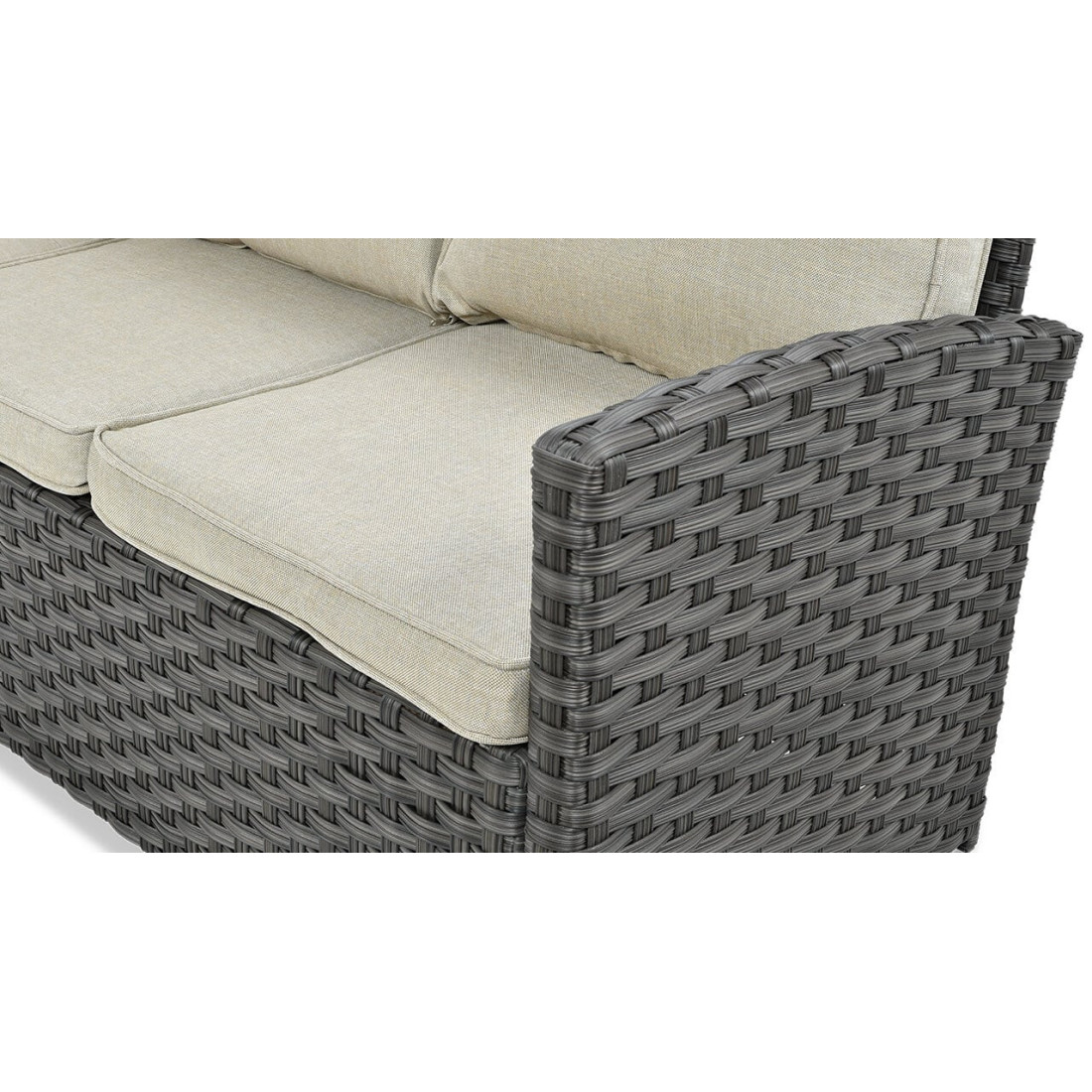 Zestaw mebli ogrodowych z technorattanu Borneo z pufami, kolor brązowy