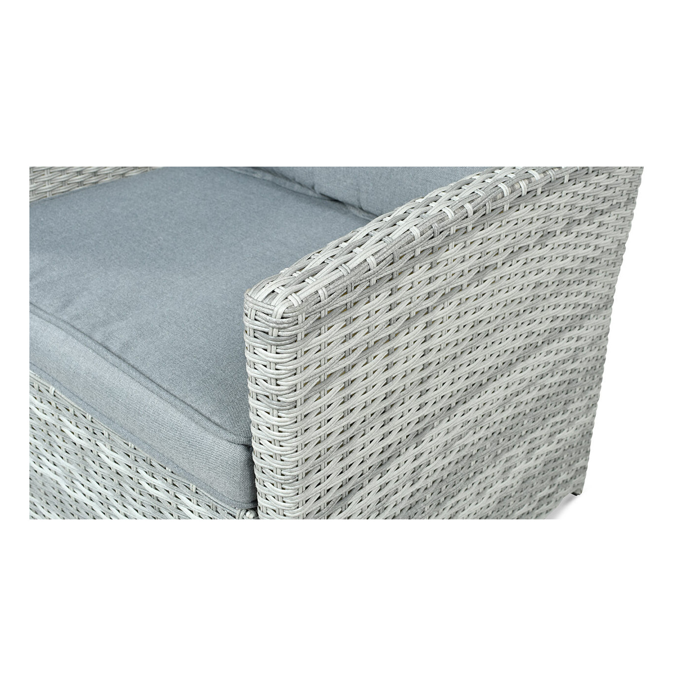 Zestaw mebli ogrodowych z technorattanu BORNEO Stone Grey z pufami