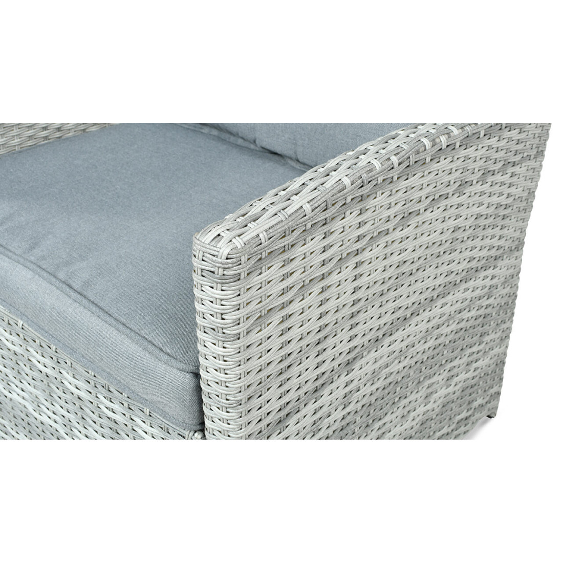 Zestaw mebli ogrodowych z technorattanu BORNEO Stone Grey z pufami