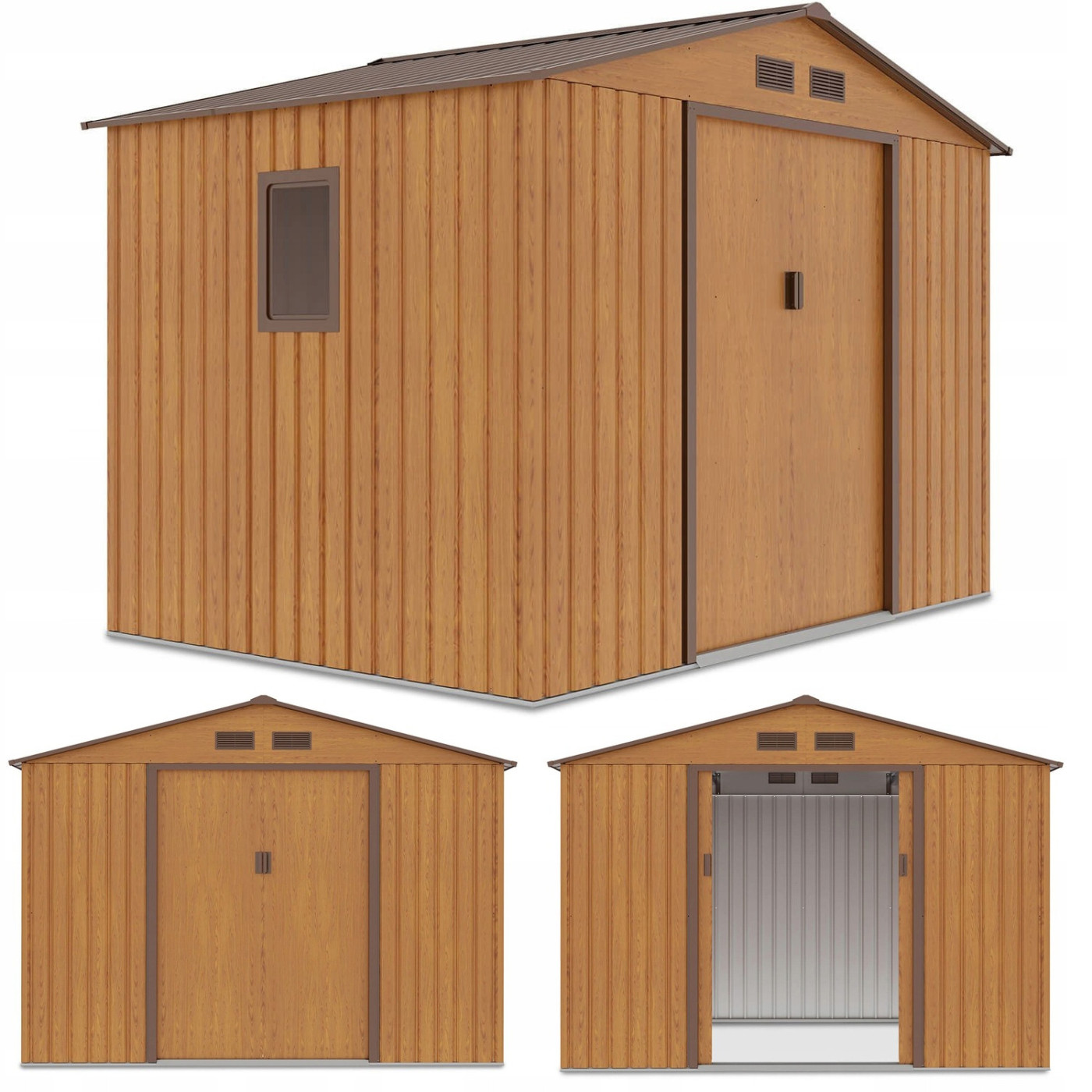 Grafika z trzema rzutami domku narzędziowego Hudson - Hardmaister