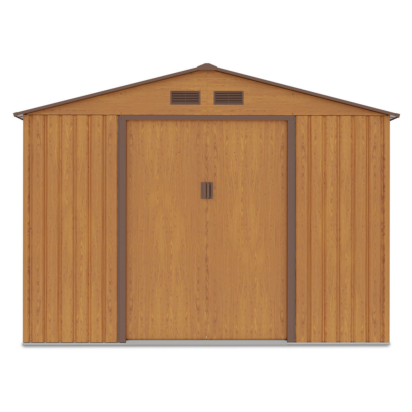 Widok na przód domku na narzędzia Hudson, zamknięte drzwi 