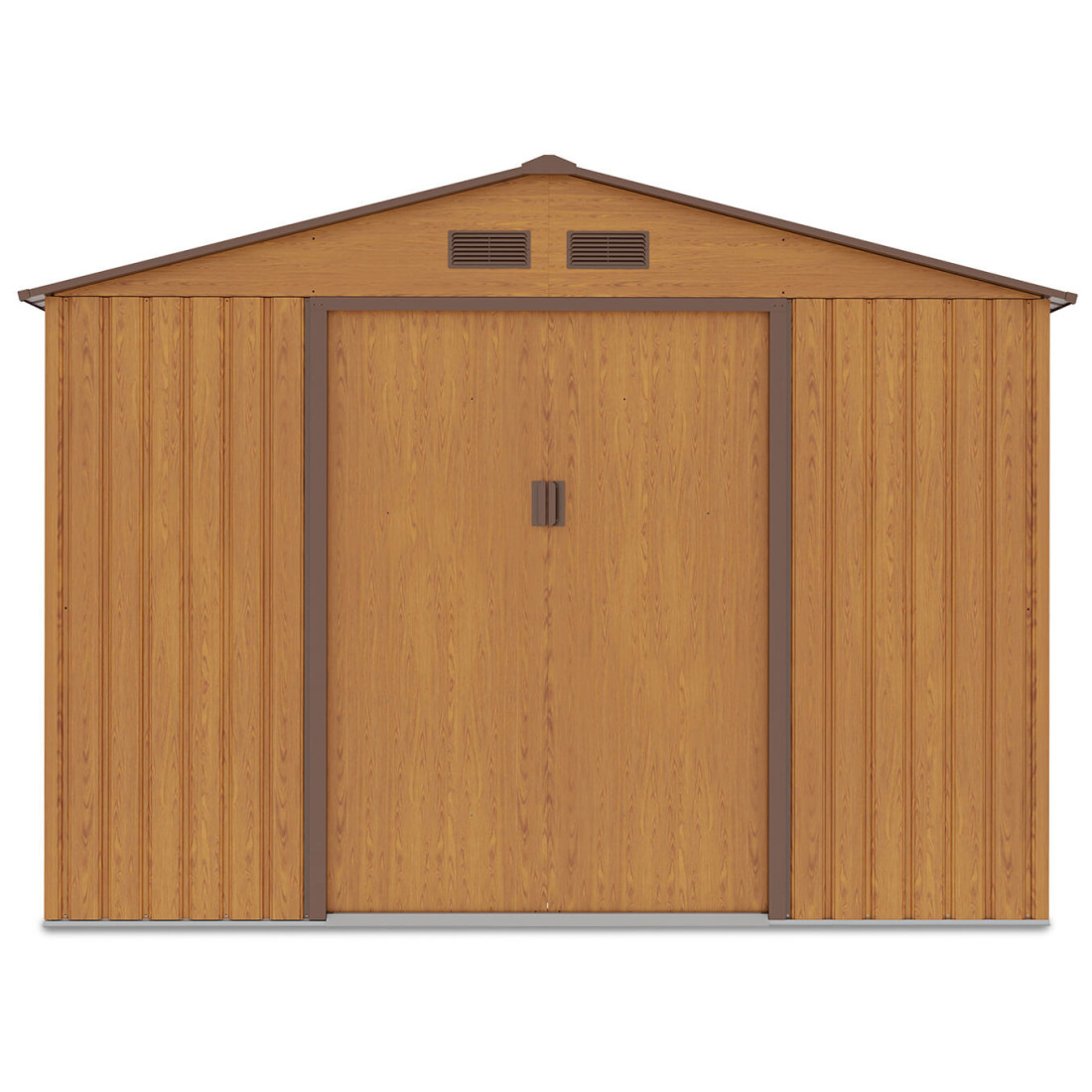 Widok na przód domku na narzędzia Hudson, zamknięte drzwi 