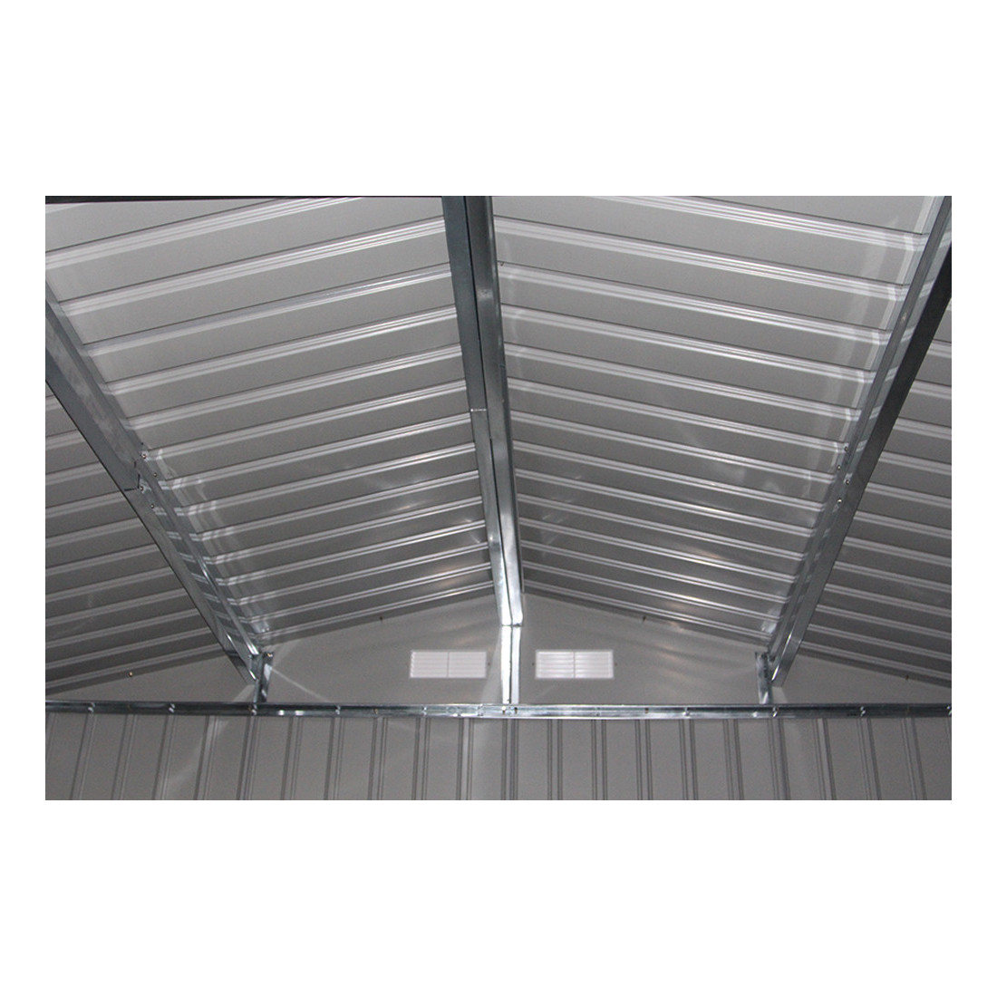 Metalowa konstrukcja dachu wewnątrz domku na narzędzia HUDSON 277x191cm