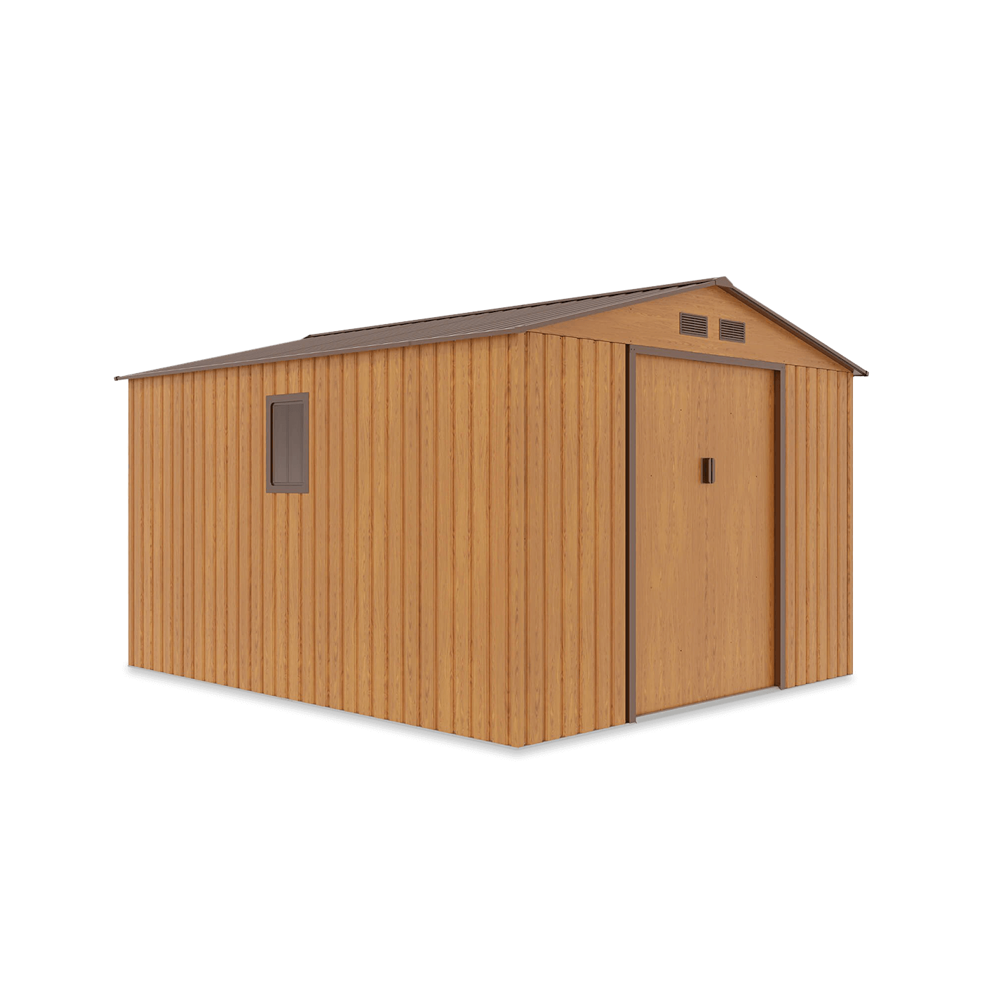 Domek narzędziowy HUDSON 277x319cm Oak Brown na białym tle 