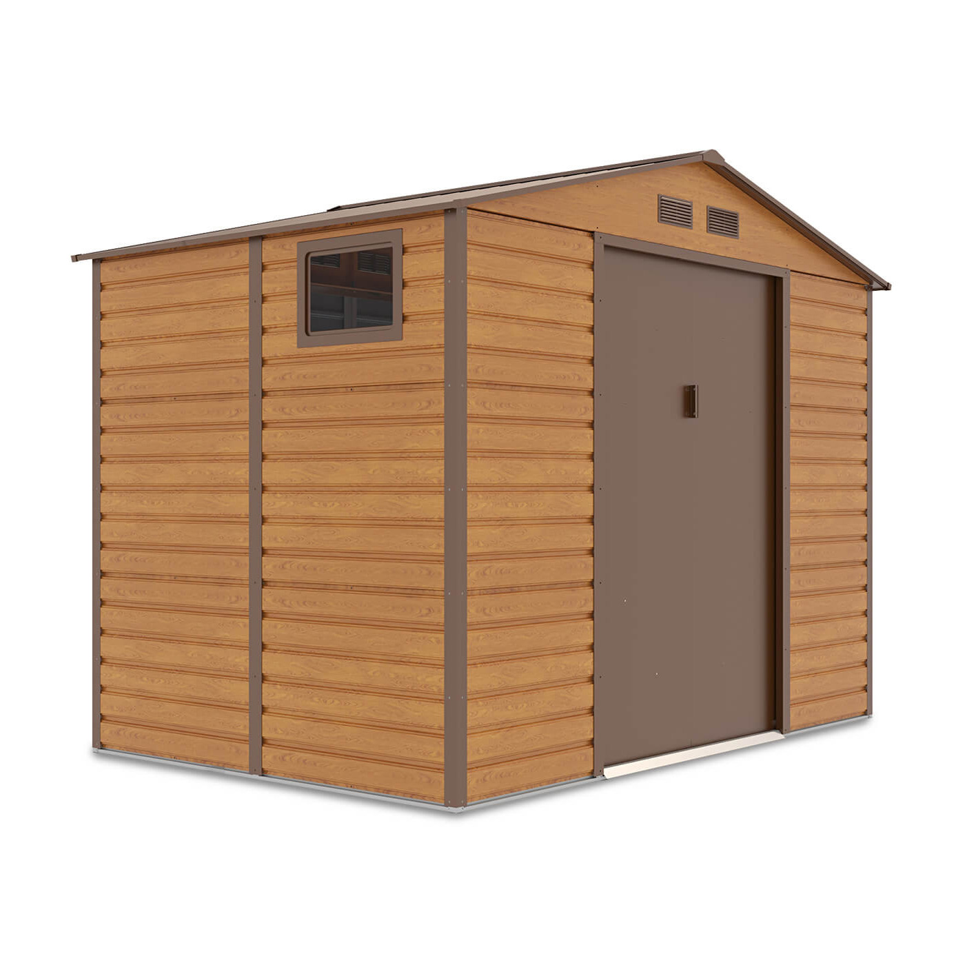 Widok na boczną ścianę z oknem domku na narzędzia MONTREAL 277x195cm