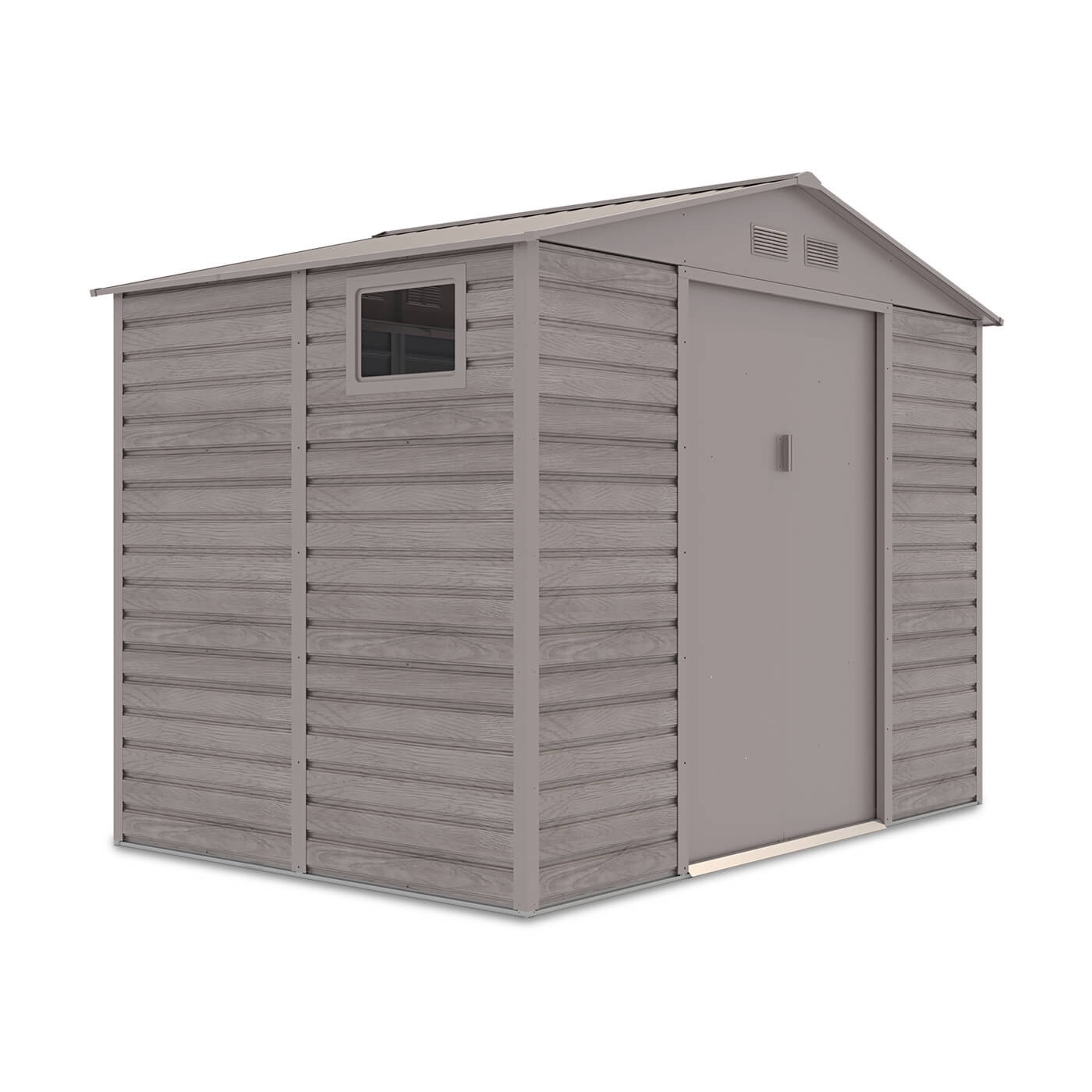 Widok na boczną ścianę z oknem domku na narzędzia MONTREAL 277x195cm