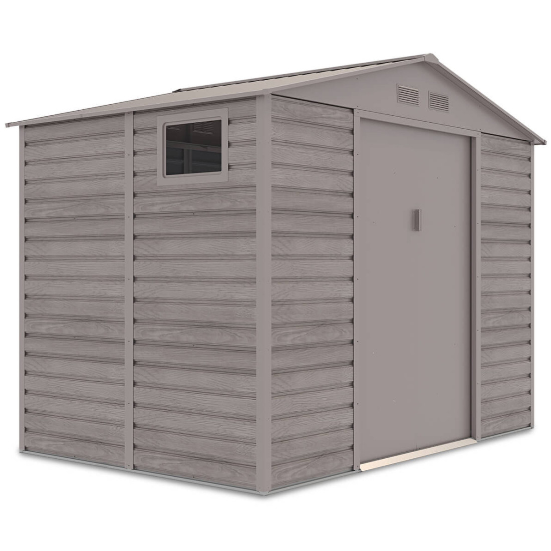 Widok na boczną ścianę z oknem domku na narzędzia MONTREAL 277x195cm