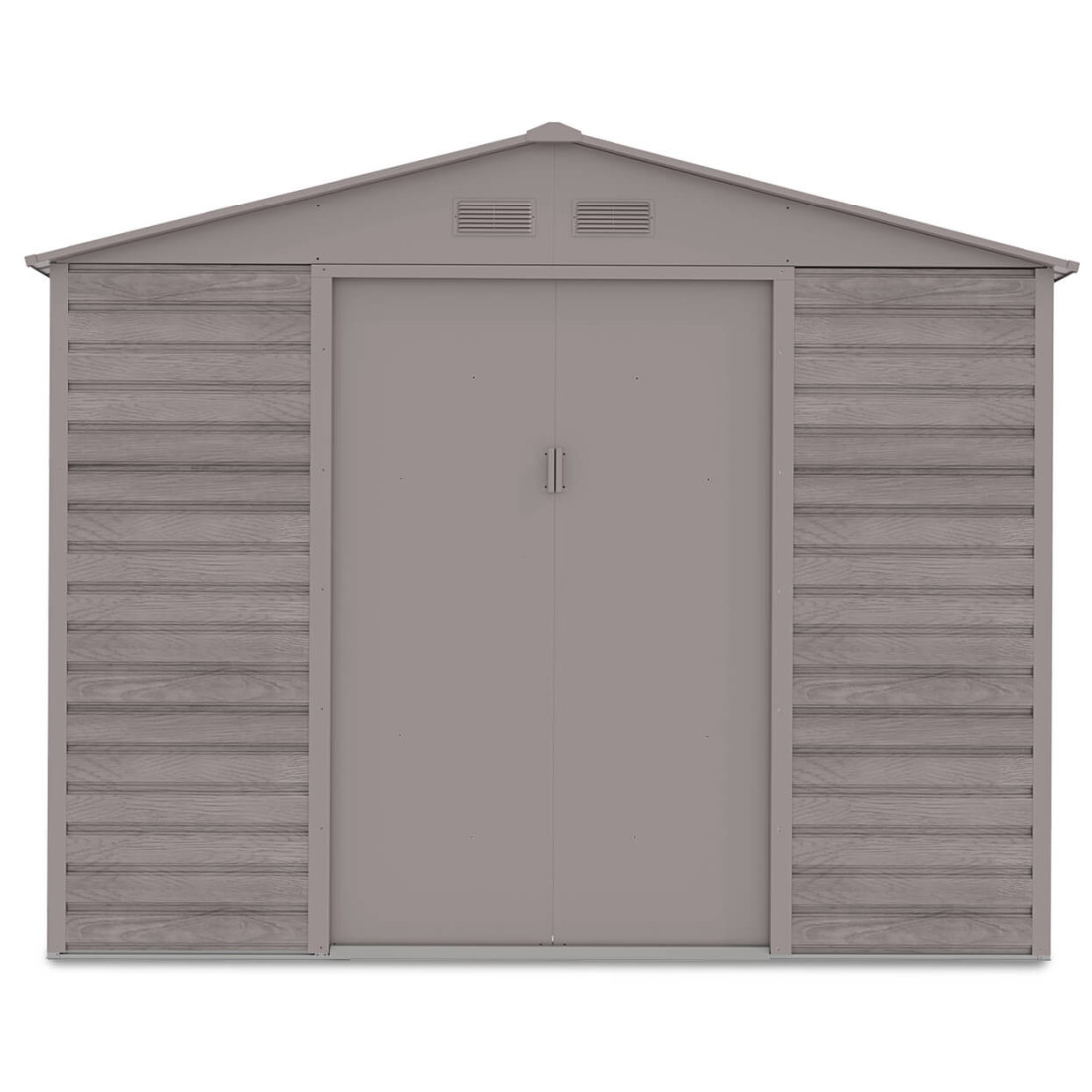 Widok na przednią ścianę i podwójne drzwi domku narzędziowego MONTREAL 277x195cm