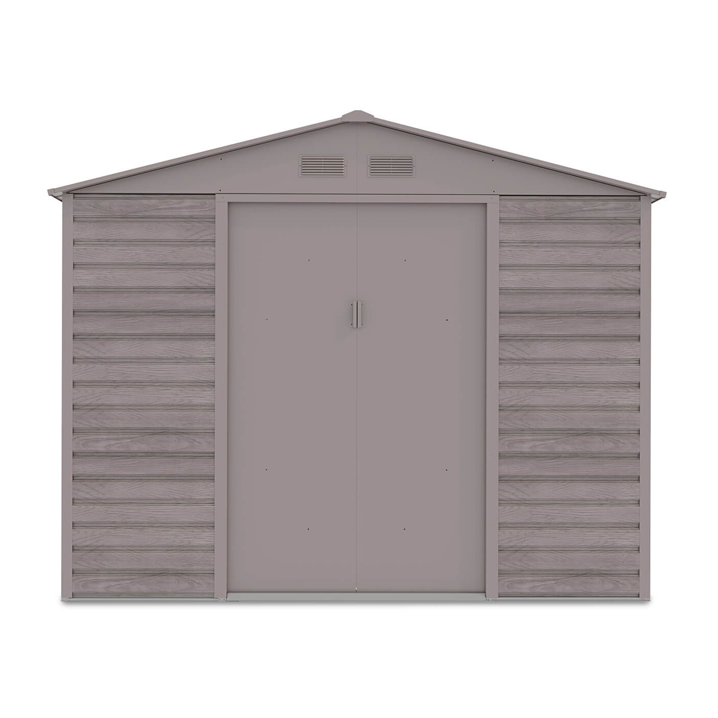 Widok na przednią ścianę i podwójne drzwi domku narzędziowego MONTREAL 277x259cm