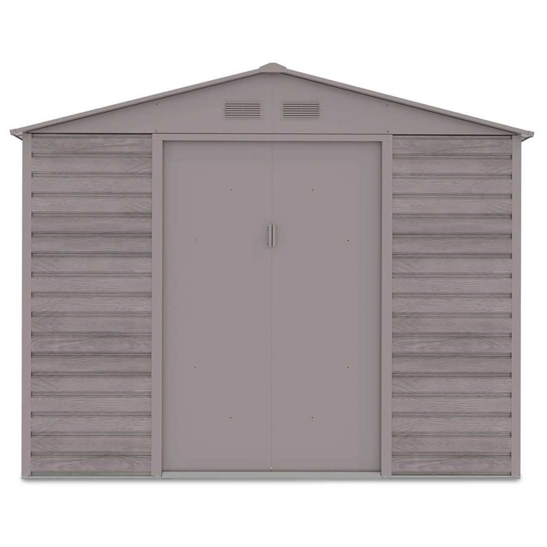 Widok na przednią ścianę i podwójne drzwi domku narzędziowego MONTREAL 277x259cm