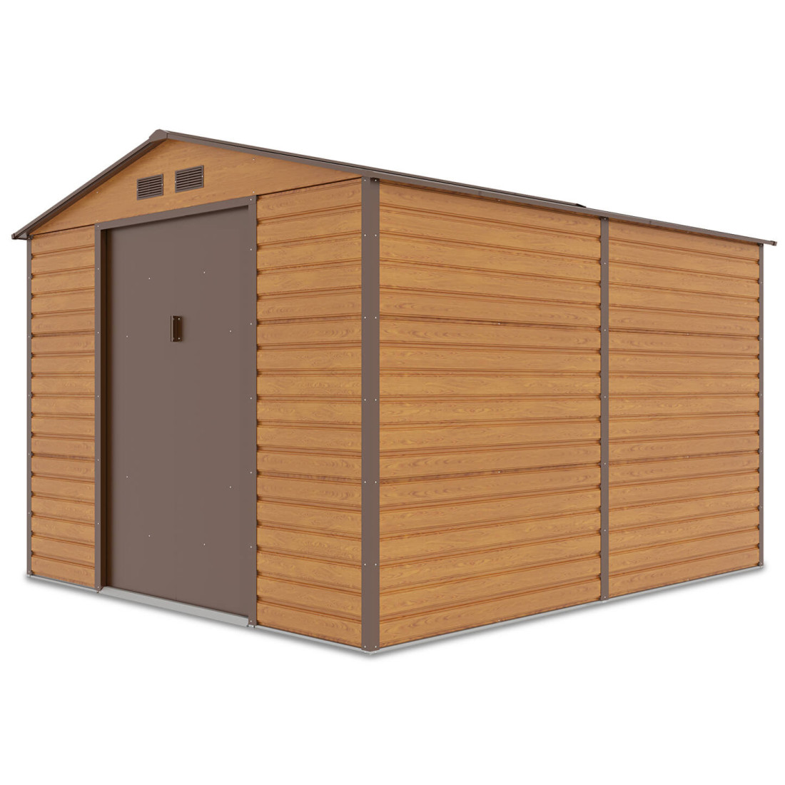 Widok na boczną ścianę schowku narzędziowego Montreal Oak Brown 