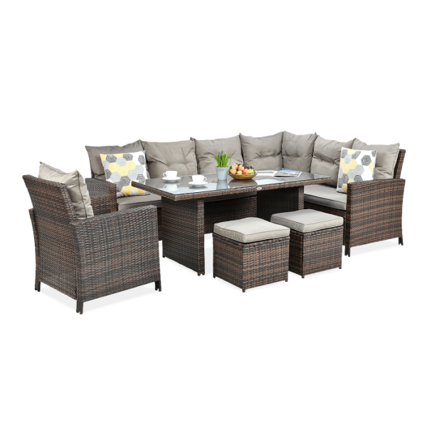 IBIZA CORNER SOFA + ARMCHAIR BROWN