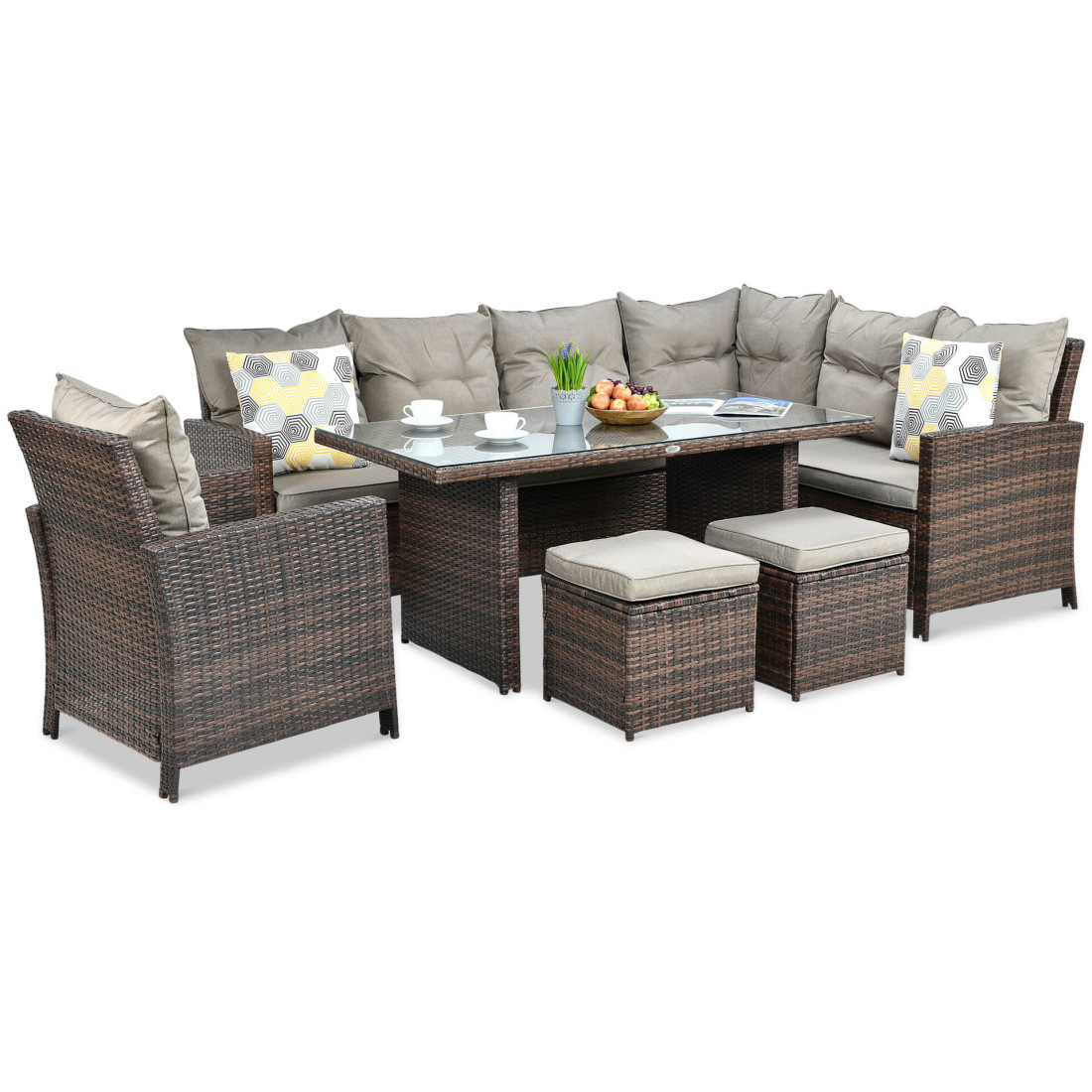 IBIZA CORNER SOFA + ARMCHAIR BROWN