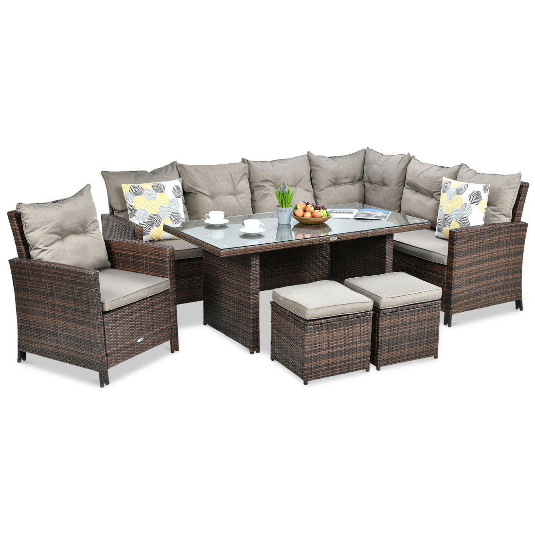 IBIZA CORNER SOFA + ARMCHAIR BROWN