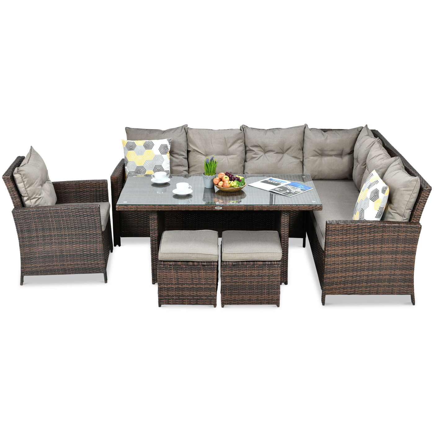 IBIZA CORNER SOFA + ARMCHAIR BROWN