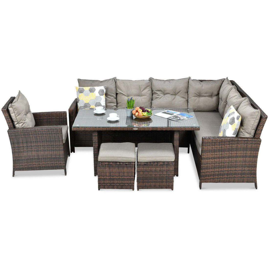 IBIZA CORNER SOFA + ARMCHAIR BROWN