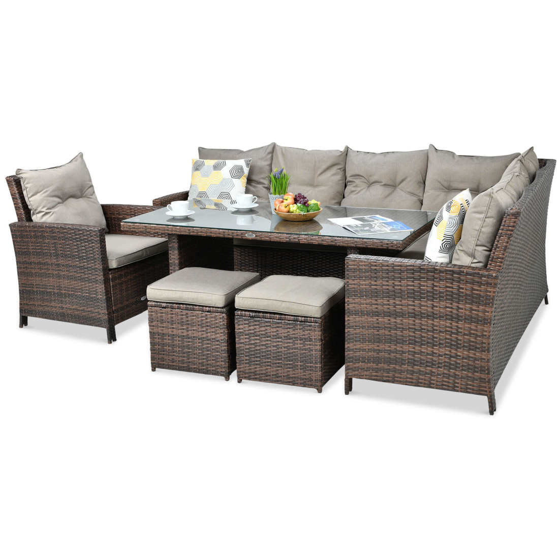 IBIZA CORNER SOFA + ARMCHAIR BROWN