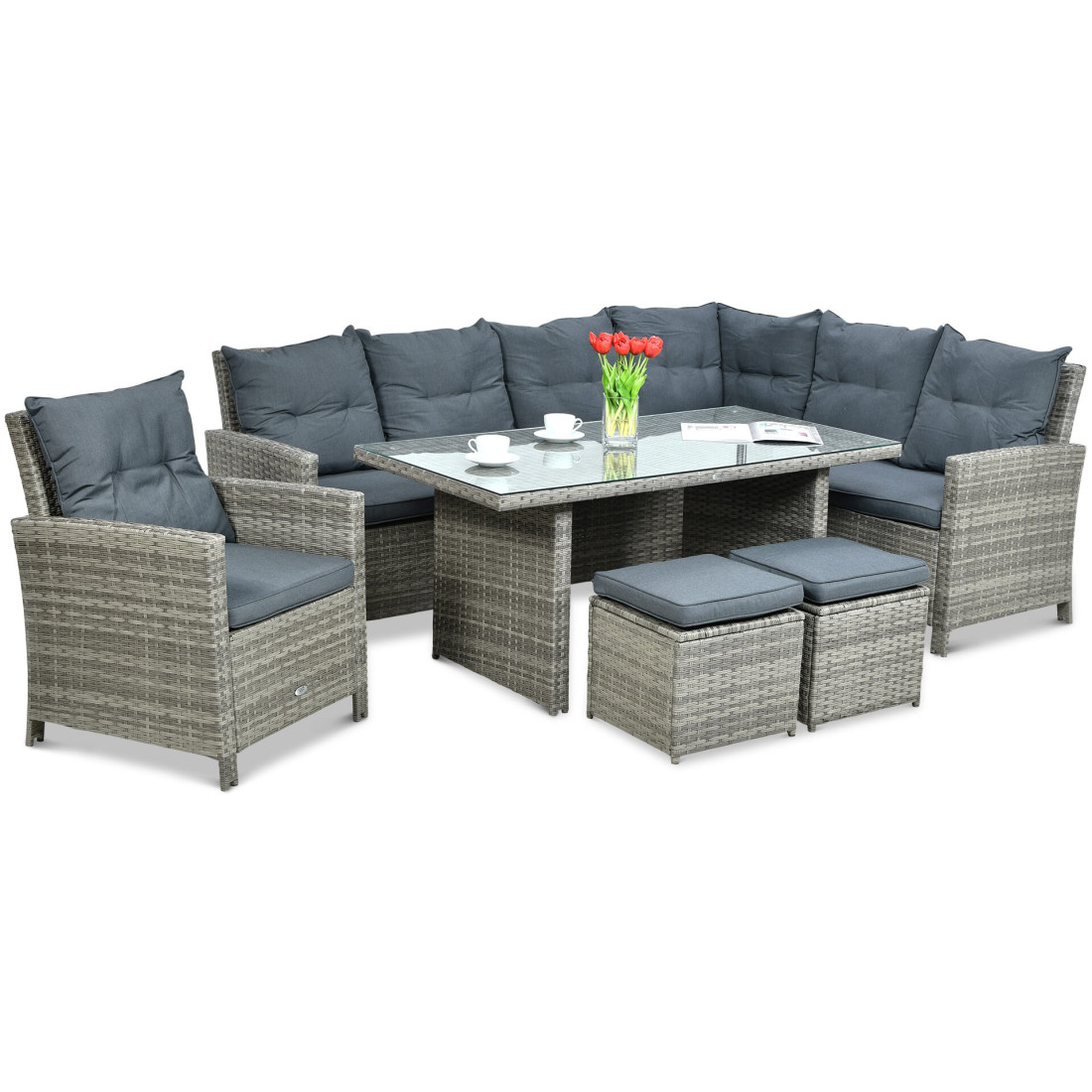 IBIZA CORNER SOFA + ARMCHAIR GREY