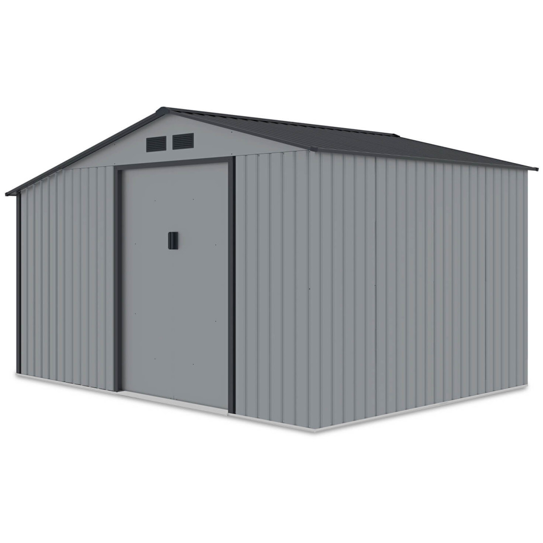 Widok na przednią ścianę domku narzędziowego MADISON 342x191cm Light Grey 