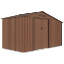Widok na boczną ścianę domku na narzędzia MADISON 342x191cm Walnut
