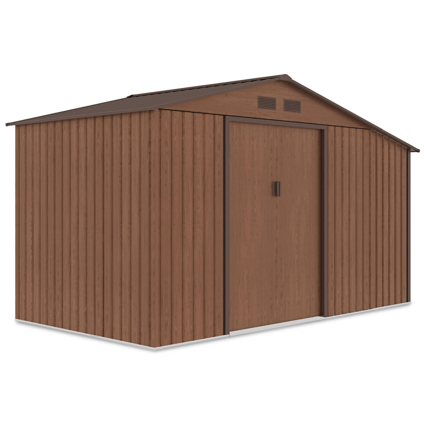 Widok na boczną ścianę domku na narzędzia MADISON 342x191cm Walnut