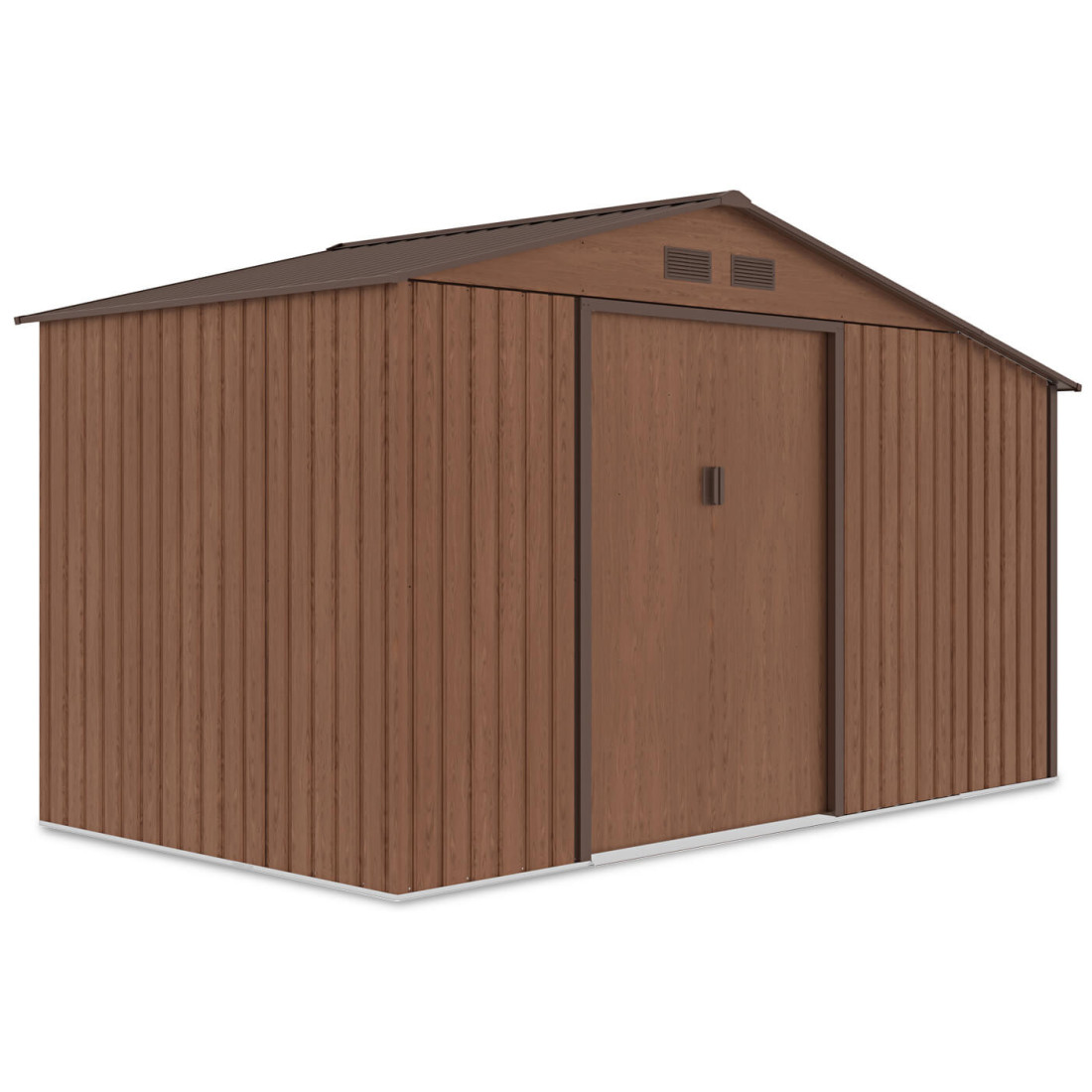 Widok na boczną ścianę domku na narzędzia MADISON 342x191cm Walnut
