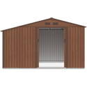 Widok na przód i wnętrze domku narzędziowego MADISON 342x191cm Walnut