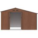 Widok na przód i wnętrze domku narzędziowego MADISON 342x191cm Walnut