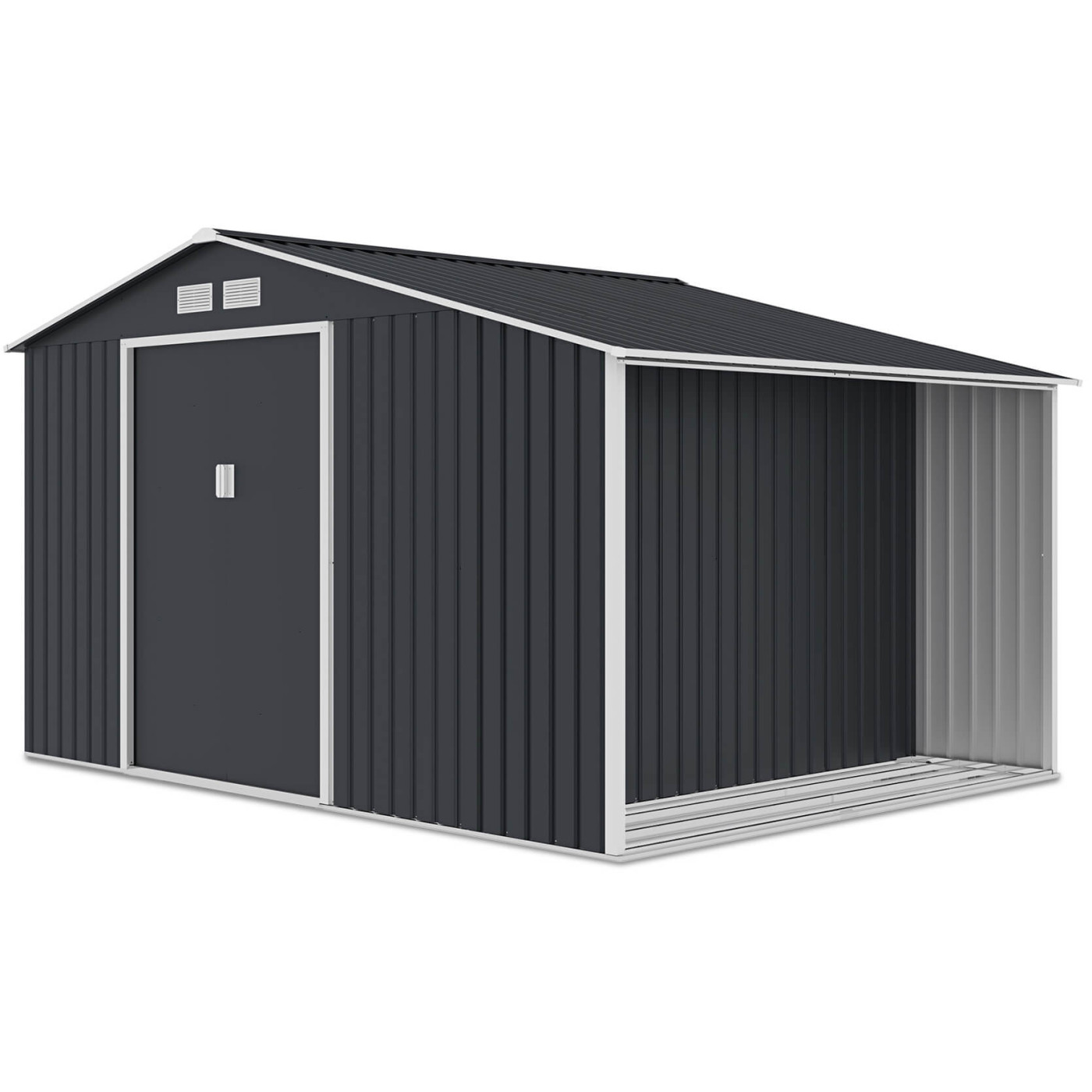 Widok domku narzędziowego MADISON 342x255cm od strony drewutni 