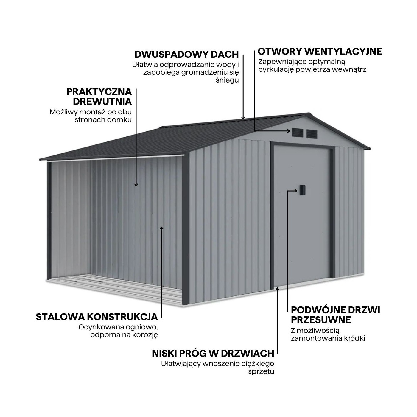 MADISON 11x8 METAL SHED LIGHT GREY