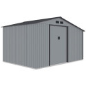 Widok boczny na domek narzędziowy MADISON 342x255cm Light Grey